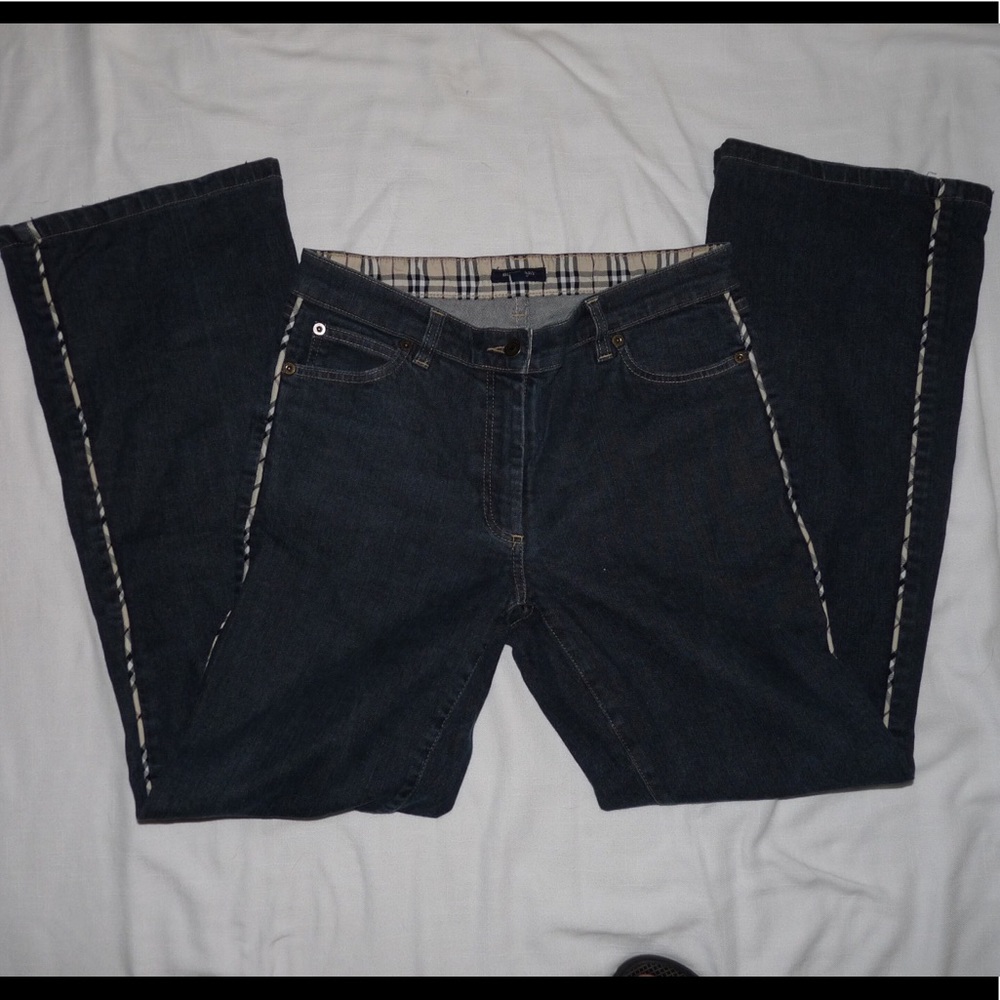 Burberry Flare Jeans with Patterned Piping
